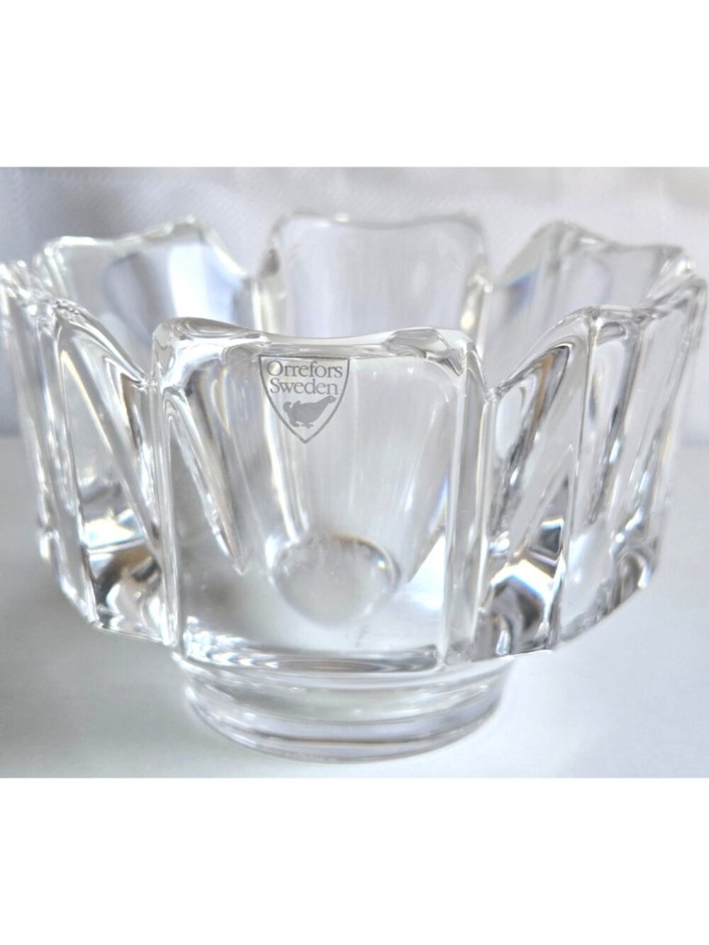 Signed Orrefors Crystal Corona Bowl by 4.5 inches Diameter x 3 inches High